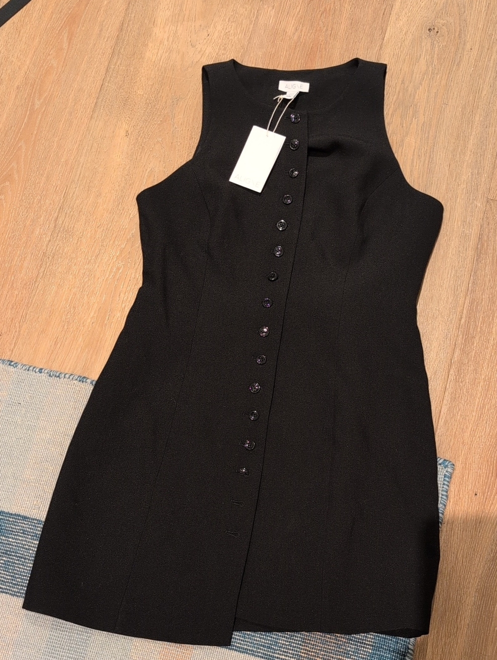 Classic Black Sleeveless Button-Front Mini Dress